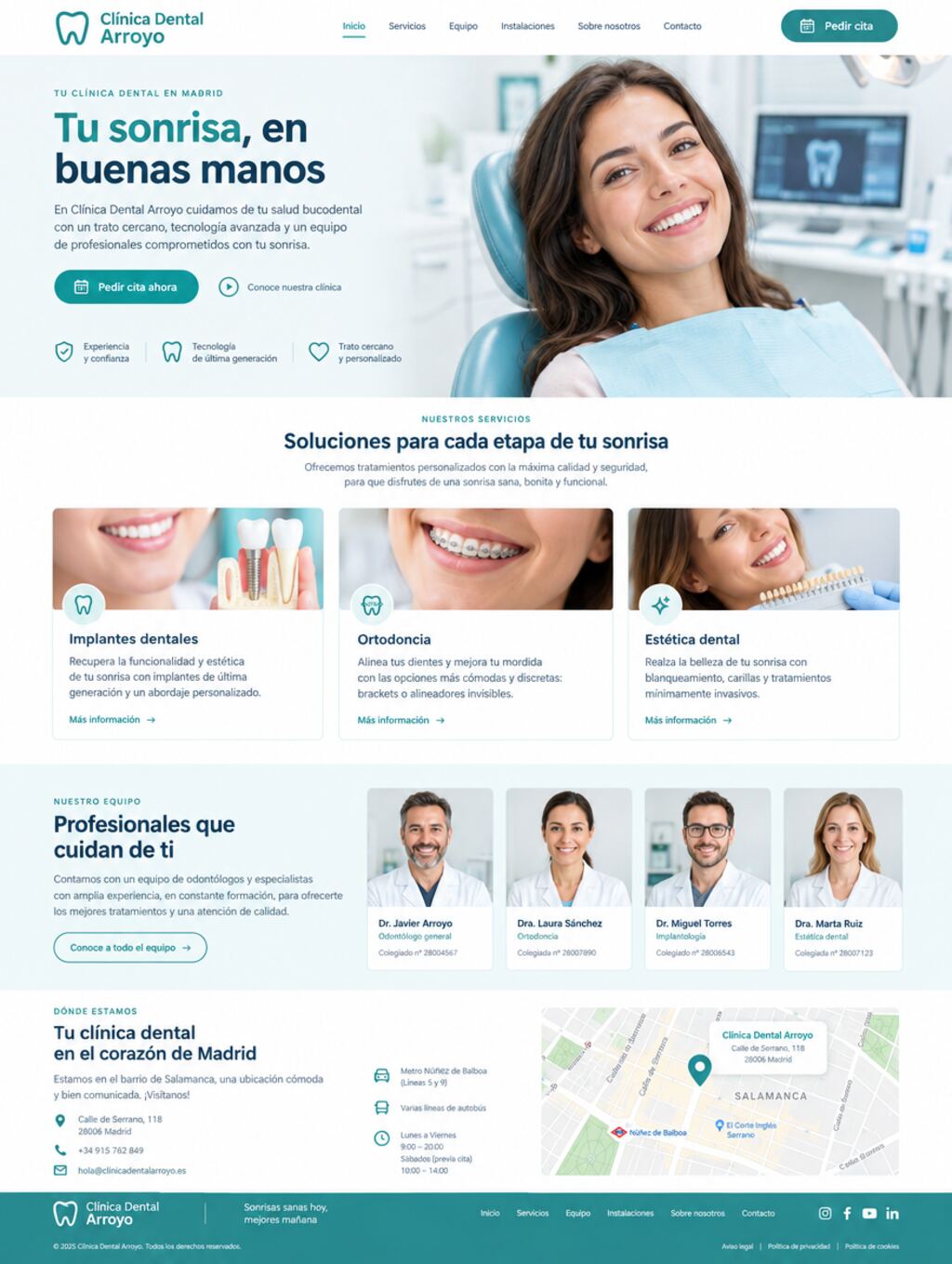 Diseño de muestra de la web de Clínica Dental Arroyo